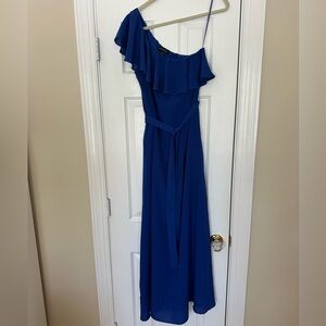 Banana republic blue one shoulder dress with pockets